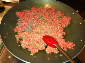 Frying the mince